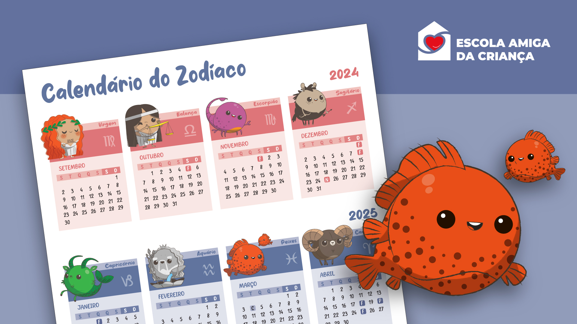 Calendário escolar Escola Amiga